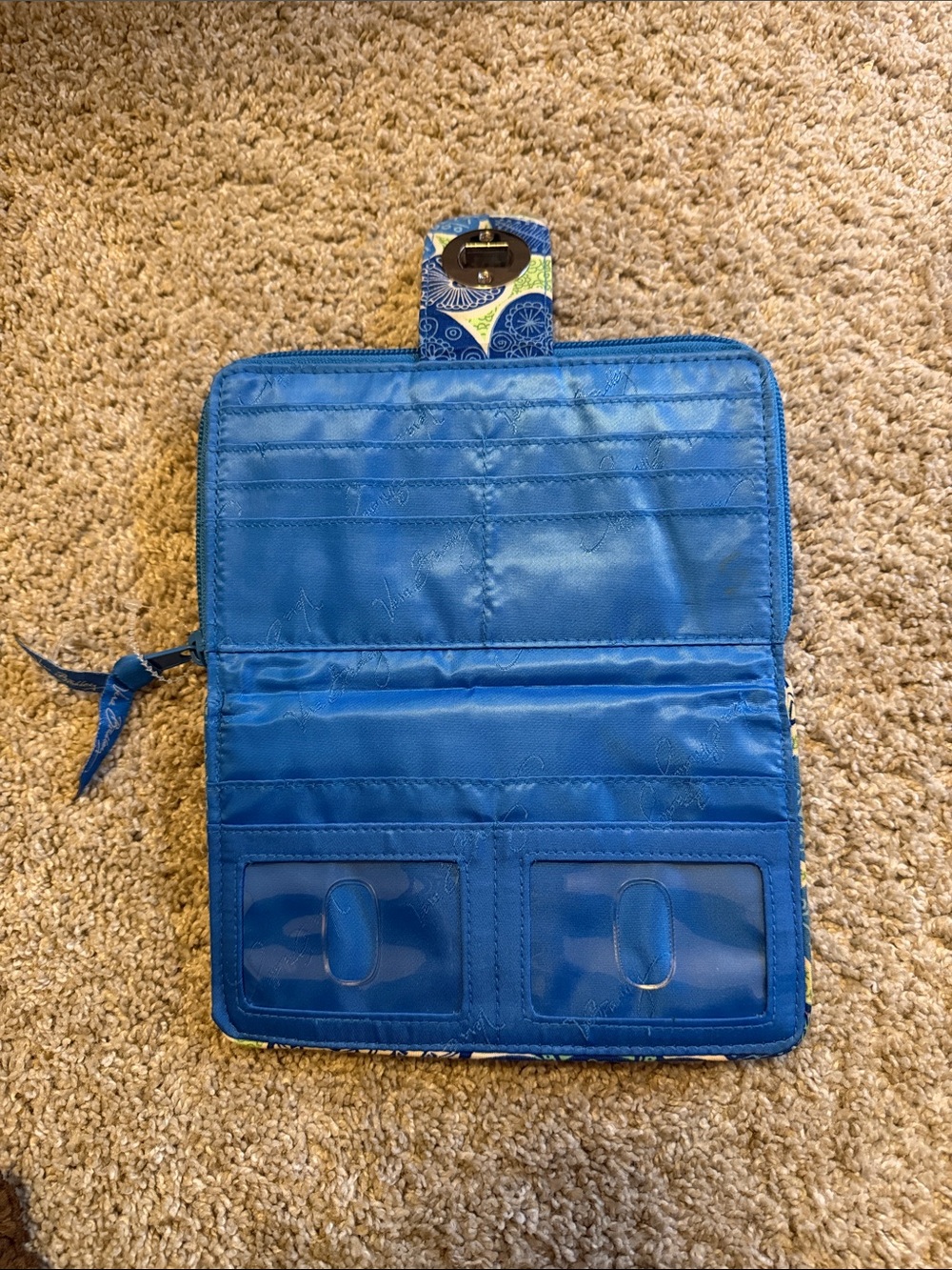 Vera Bradley Blue & Green Quilted Floral Zip Wallet - Picture 2 of 5